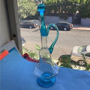Vintage baby blue bottle glass